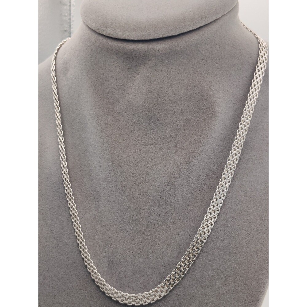 Vintage woven Sterling silver necklace chain 5mm 18 inch Italian 925 stamped ALX